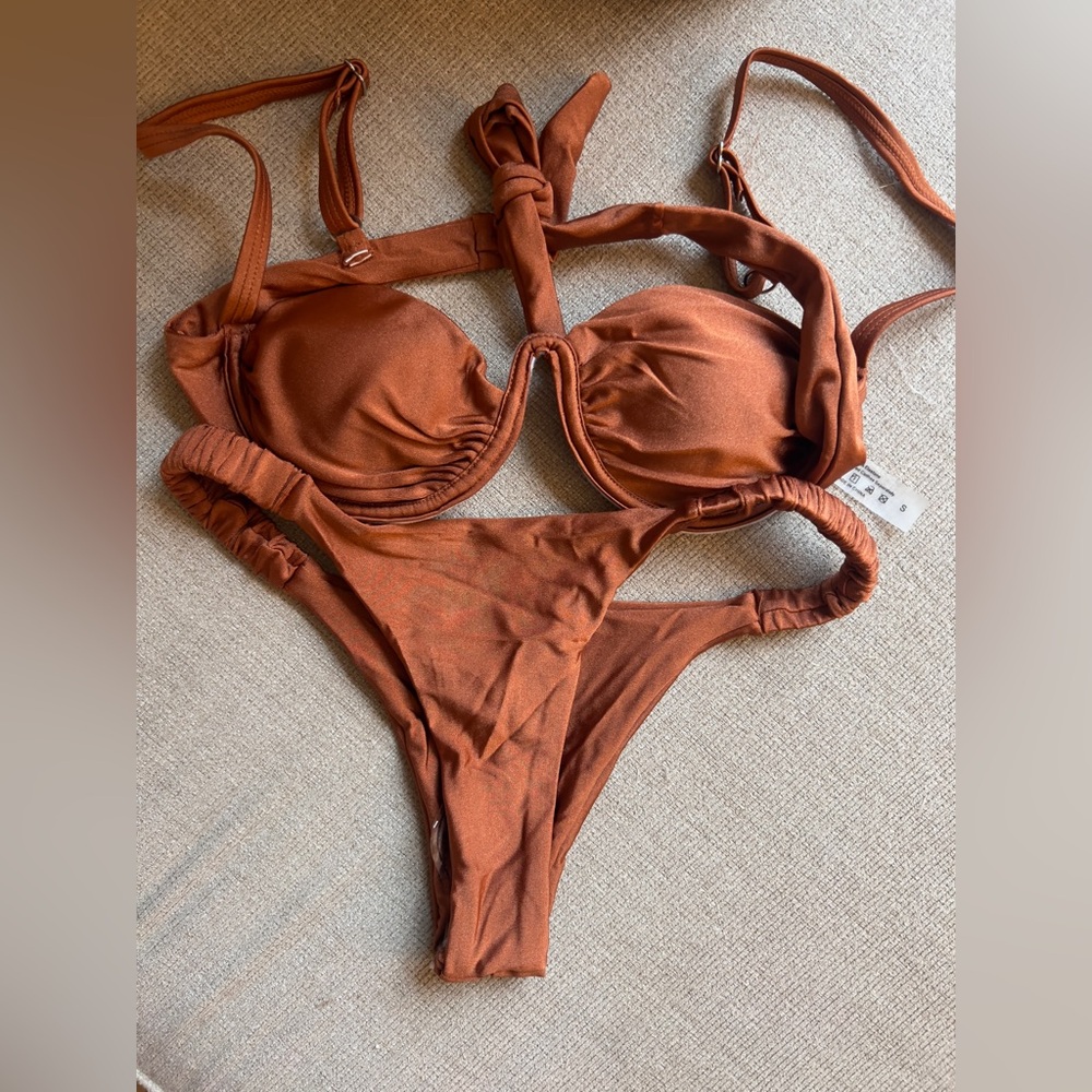 Unbranded Mocha Rust Bikini Set Size S M L NWOT - Picture 8 of 9